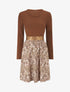 Robe imprimé losange et taille fantaisie - Camel - 4