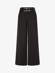 Pantalon wide leg à double ceintures - Noir - 1