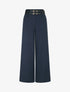 Pantalon wide leg à double ceintures - Marine - 5