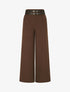 Pantalon wide leg à double ceintures - Marron - 5