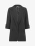 Blazer mi-long uni à manches retroussables - Noir - 5