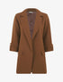 Blazer mi-long uni à manches retroussables - Marron - 1