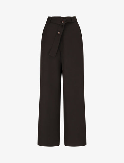 Pantalon ceinturé à taille élastiquée - Noir - 4