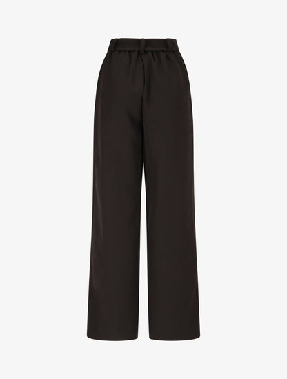 Pantalon ceinturé à taille élastiquée - Noir - 2