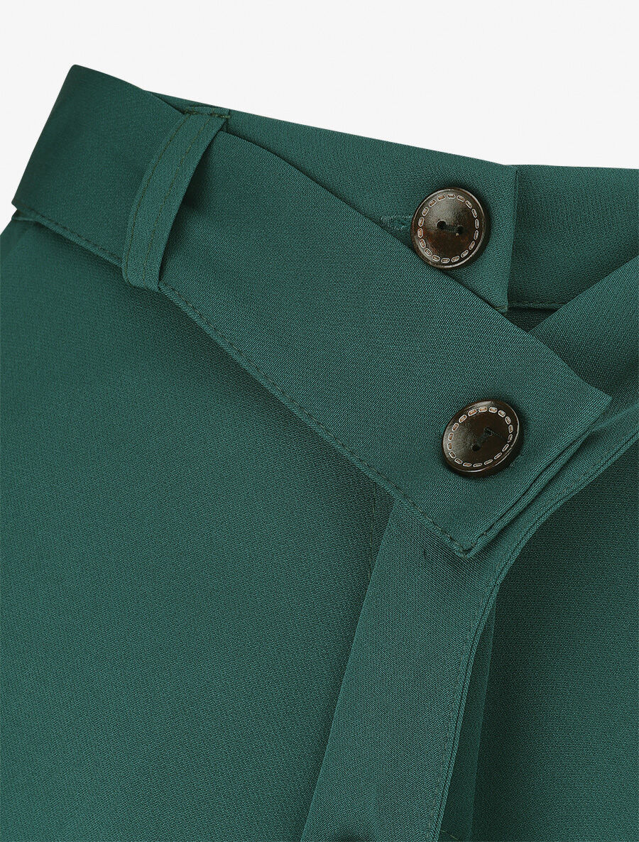 Pantalon ceinturé à taille élastiquée - Vert - 3