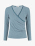 Pull imprimé fantaisie à col cache-coeur - Bleu canard - 1