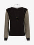 Pull côtelé à manches stylisées - Noir - 1