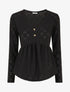 Blouse unie et ajourée - Noir - 1