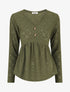 Blouse unie et ajourée - Kaki - 1