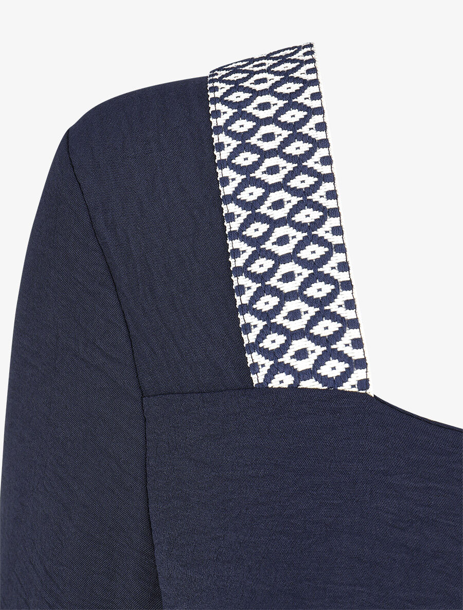 Robe fluide à col carré stylisé - Marine - 3