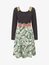 Robe bimatière à col à bandes élastiquées stylisées - Kaki - 1