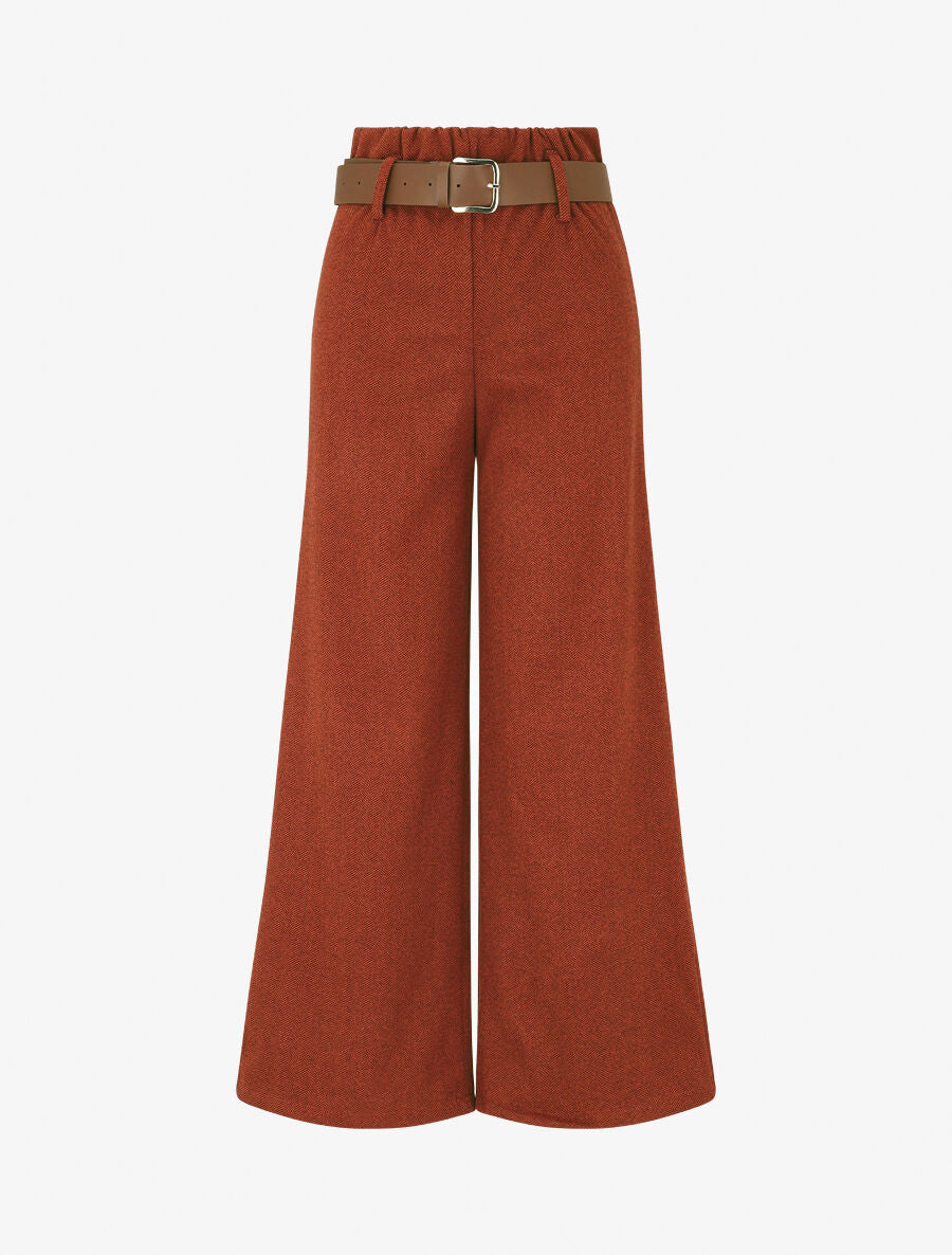 Pantalon ample en tweed - Bordeaux - 1