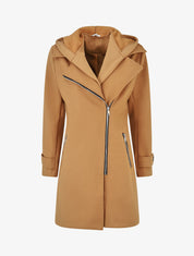 Manteau à empiècement style sweat - Camel - 1
