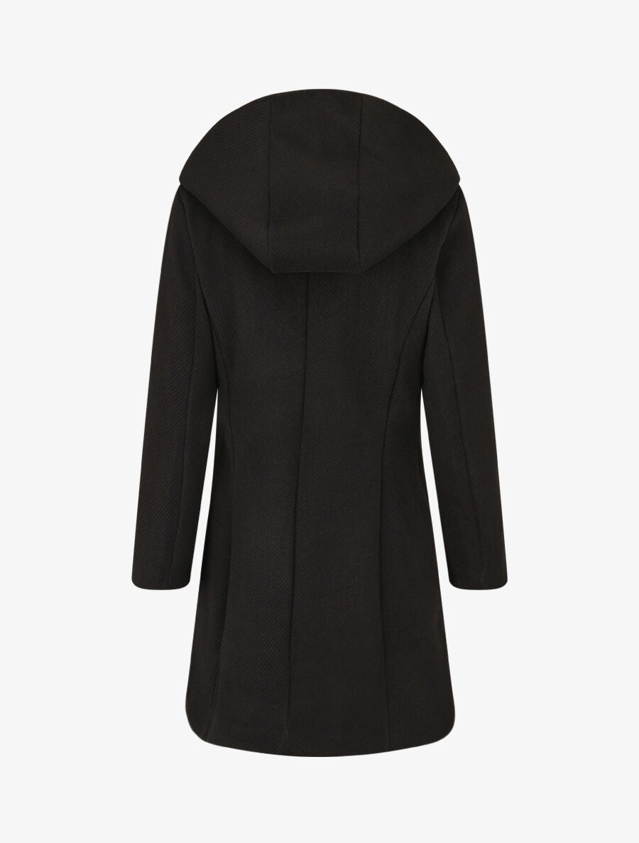 Manteau zippé à poches contrastantes en simili - Noir - 2