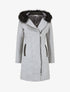 Manteau long à capuche et fourrure synthétique - Gris - 1