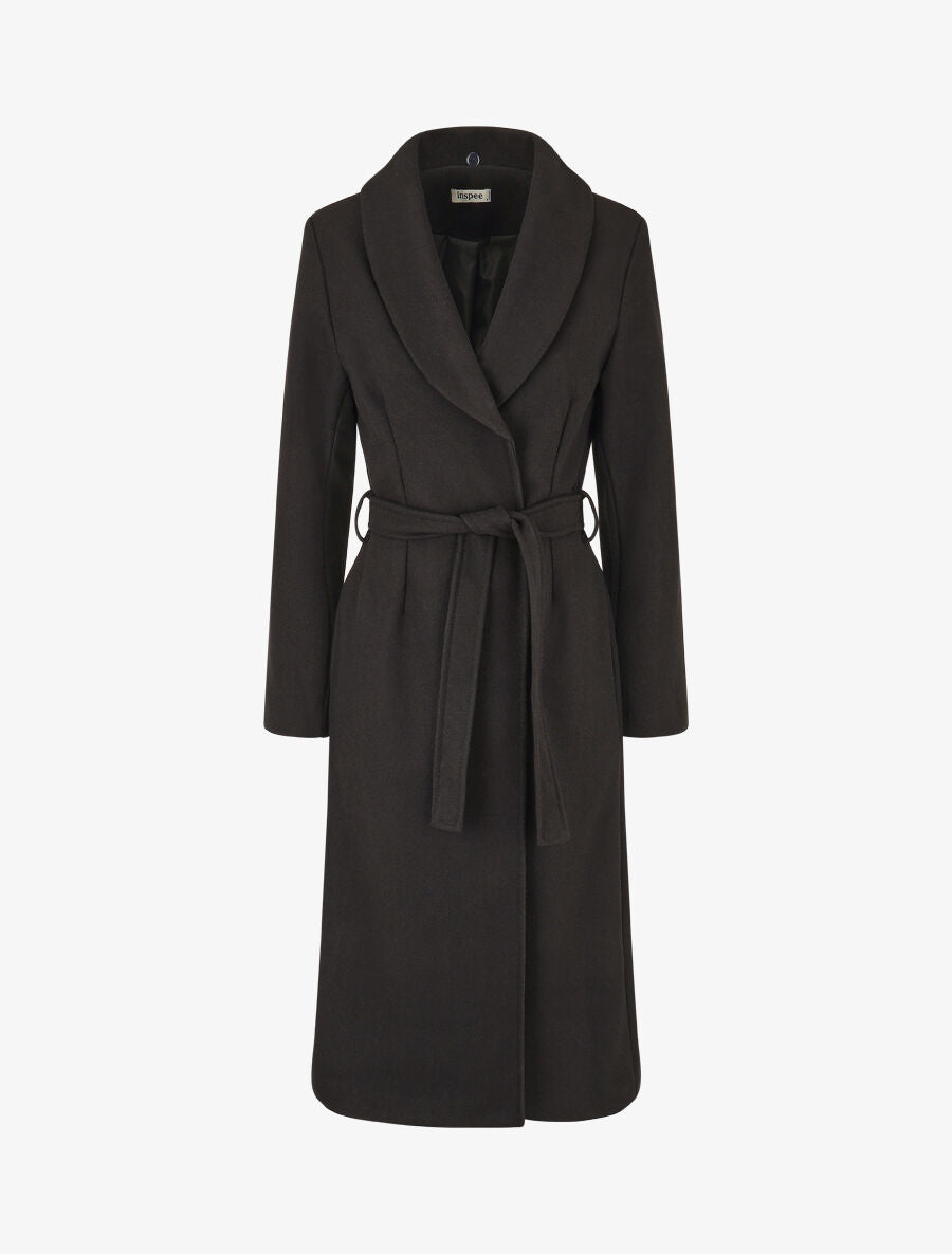 Manteau long à col en fourrure synthétique - Noir - 4