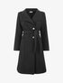 Manteau long uni à boutons marins dorés - Noir - 1