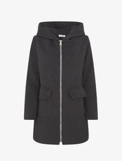 Manteau zippé à capuche - Noir - 1