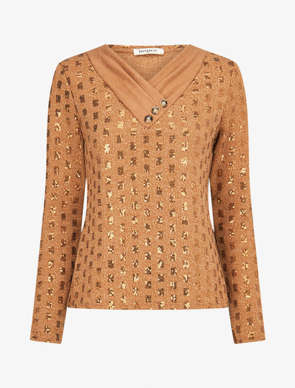 Pull fin incrusté de sequins - Camel - 4