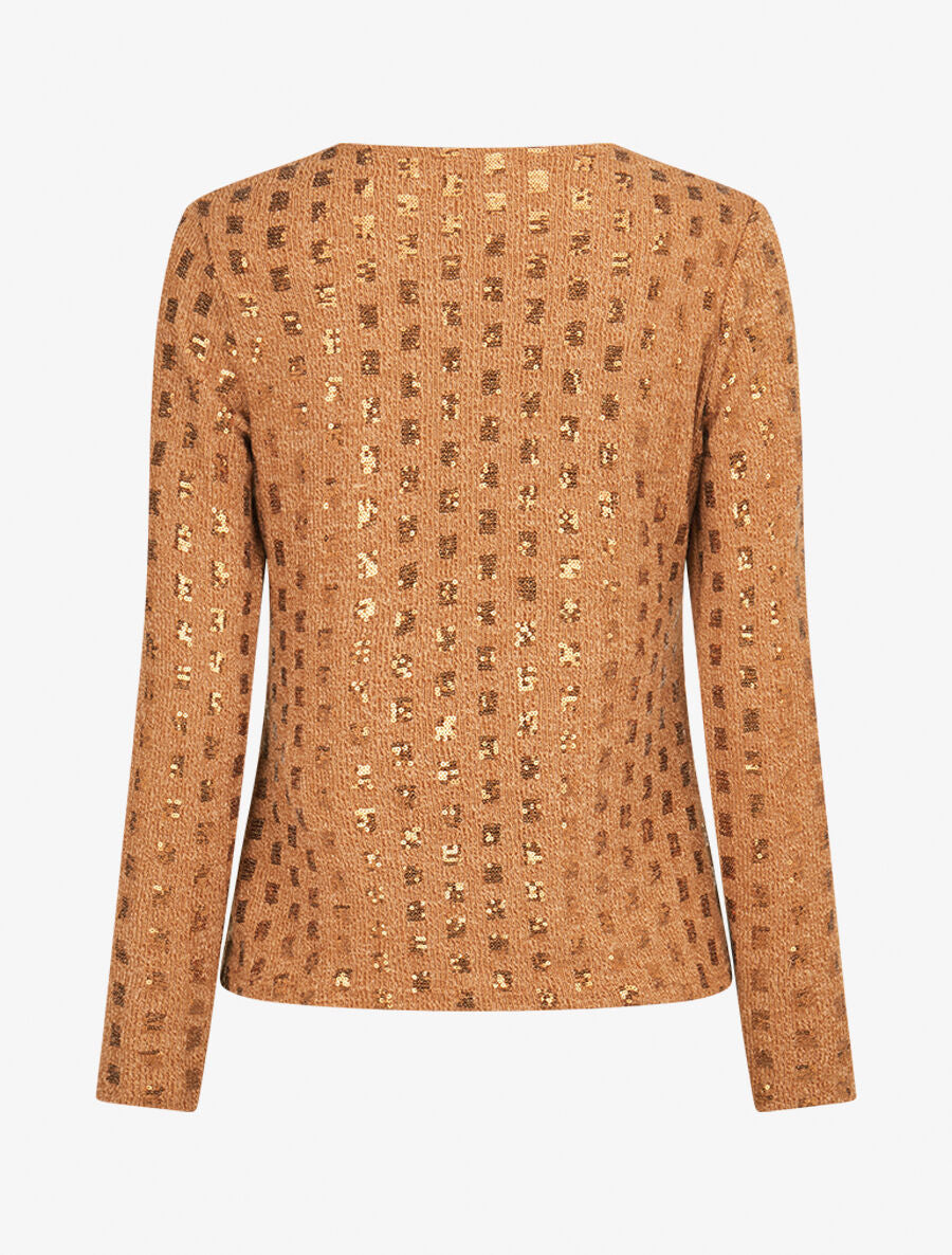 Pull fin incrusté de sequins - Camel - 2