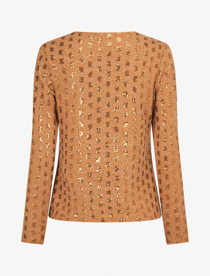 Pull fin incrusté de sequins - Camel - 2