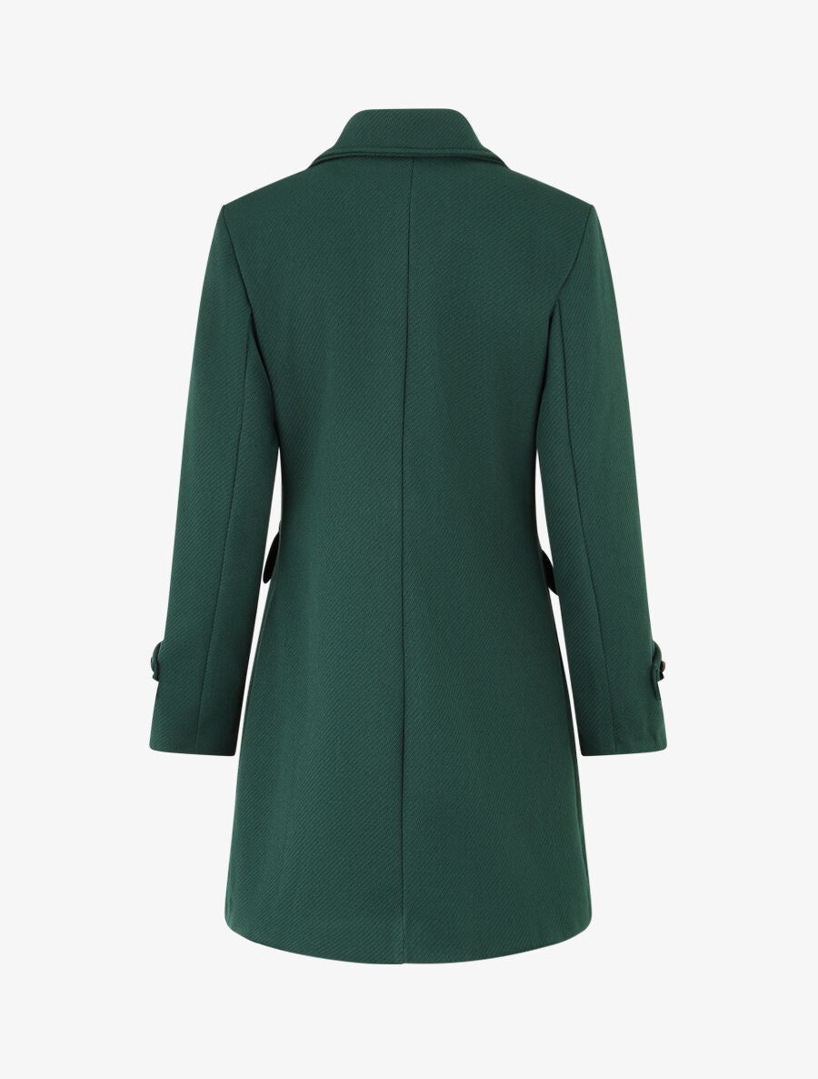 Manteau long uni à col cranté - Vert sapin - 2