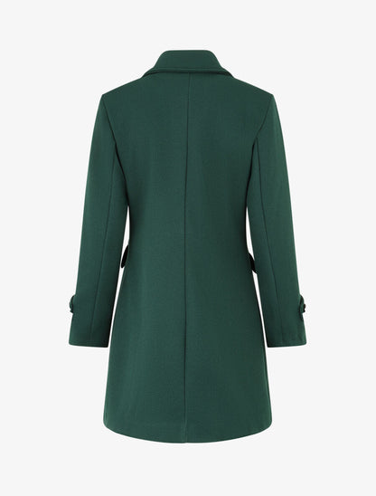 Manteau long uni à col cranté - Vert sapin - 2