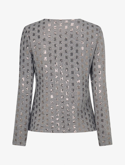 Pull fin incrusté de sequins - Gris - 2