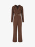 Combinaison unie à empiècement métal - Marron - 1