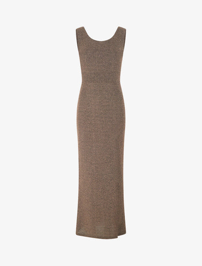 Robe longue irisée sans manches - Or - 4