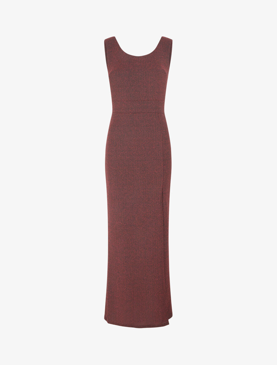Robe longue irisée sans manches - Rouge - 4