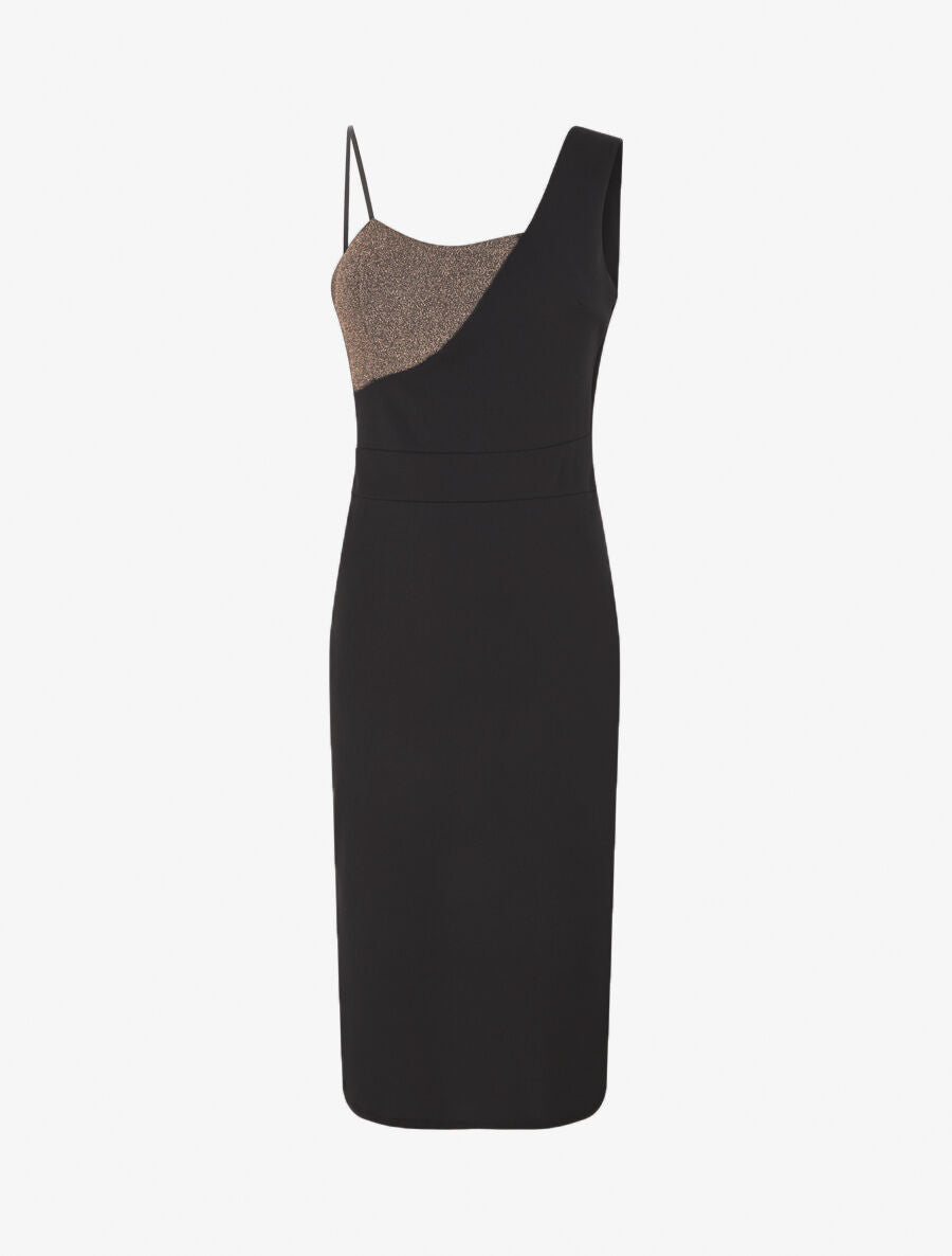 Robe longue à manches asymétrique et détail irisé - Or - 5