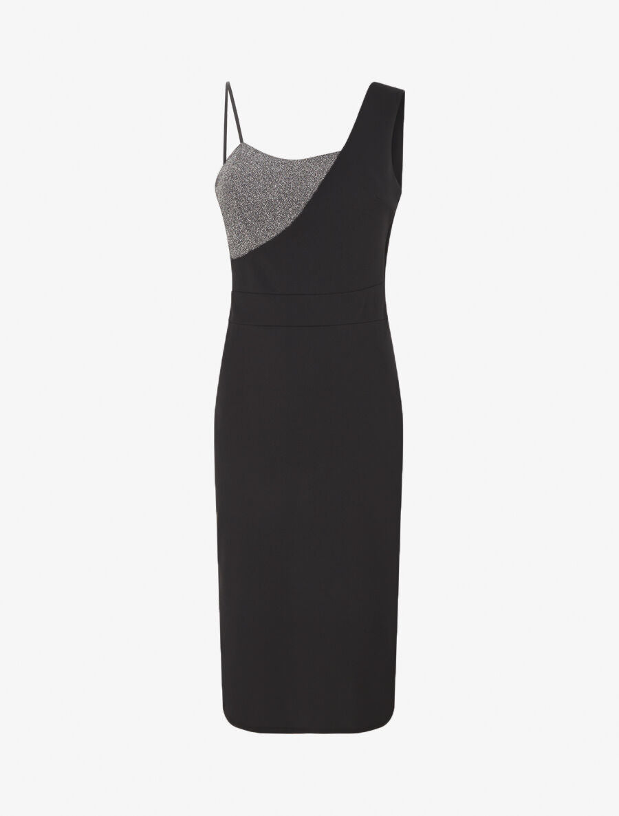 Robe longue à manches asymétrique et détail irisé - Argent - 4