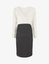 Robe bi-matière à buste orné de sequins - Beige - 1