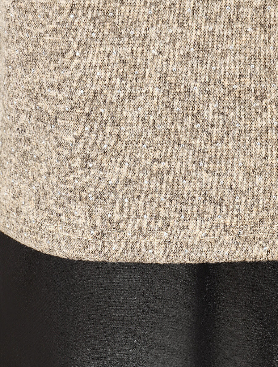 Pull fin superposé et strassé - Beige chiné - 3