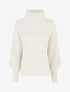 Pull uni en maille à col roulé - Blanc cassé - 1