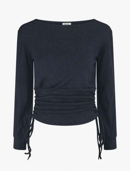Pull fin côtélé ajustable - Marine - 1