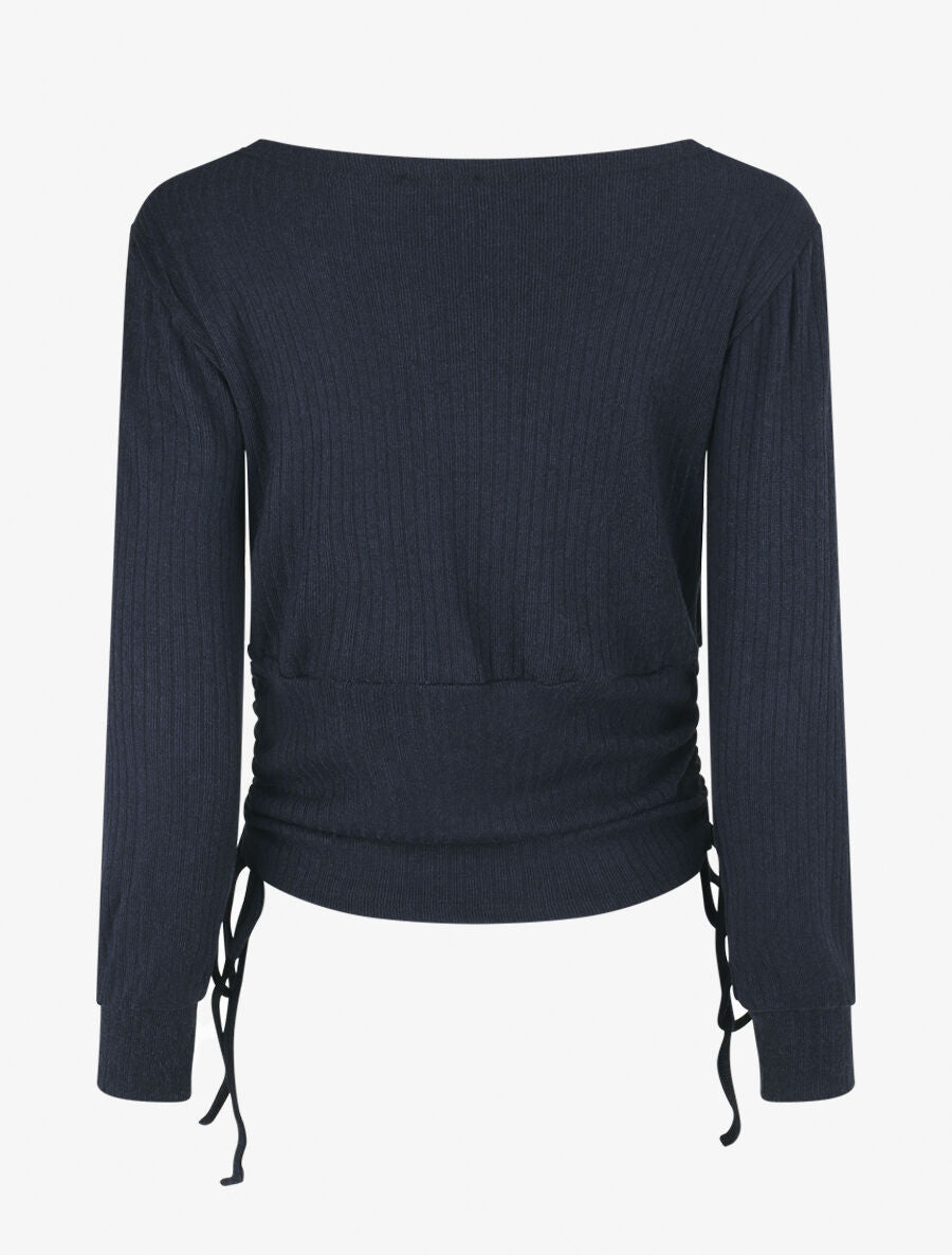 Pull fin côtélé ajustable - Marine - 2