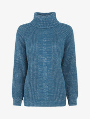 Pull uni en maille irisé - Bleu canard - 1