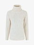 Pull uni en maille à col roulé - Beige - 1