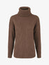 Pull uni en maille à col roulé - Marron - 1