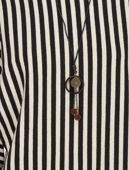 Pull à rayures irisées et col bateau - Noir - 3