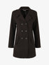 Manteau uni à col cranté stylisé - Noir - 1