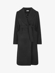 Manteau long uni ceinturé - Noir - 1