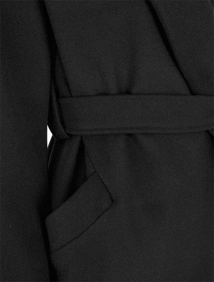 Manteau long uni ceinturé - Noir - 3