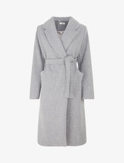 Manteau long uni ceinturé - Gris - 1