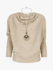 Pull côtelé et irisé - Beige - 4