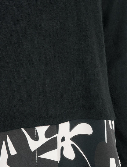 Pull fin à empiècement imprimé - Noir - 3