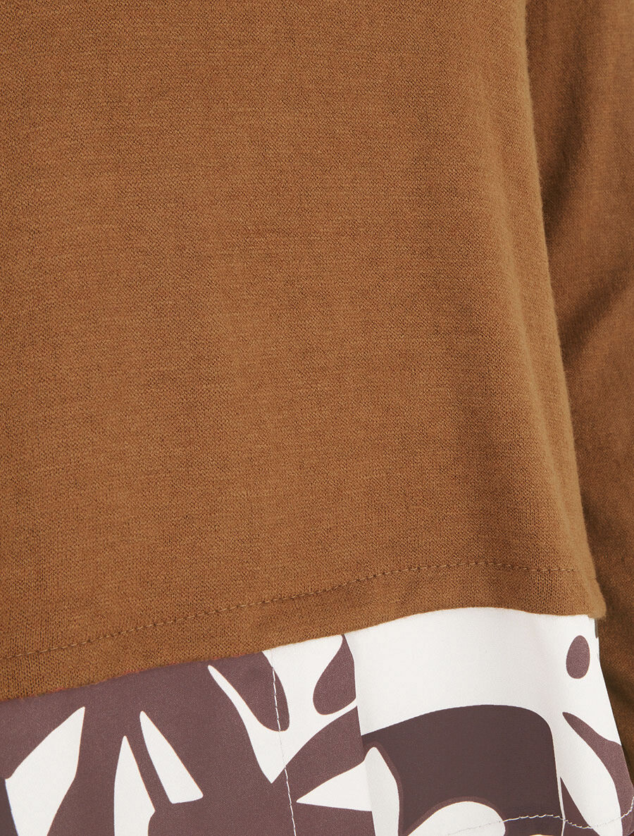 Pull fin à empiècement imprimé - Camel - 3