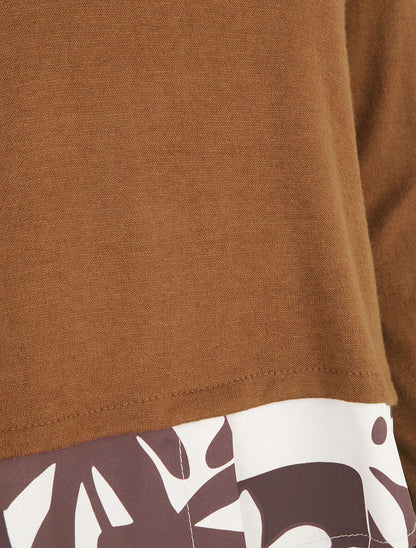 Pull fin à empiècement imprimé - Camel - 3